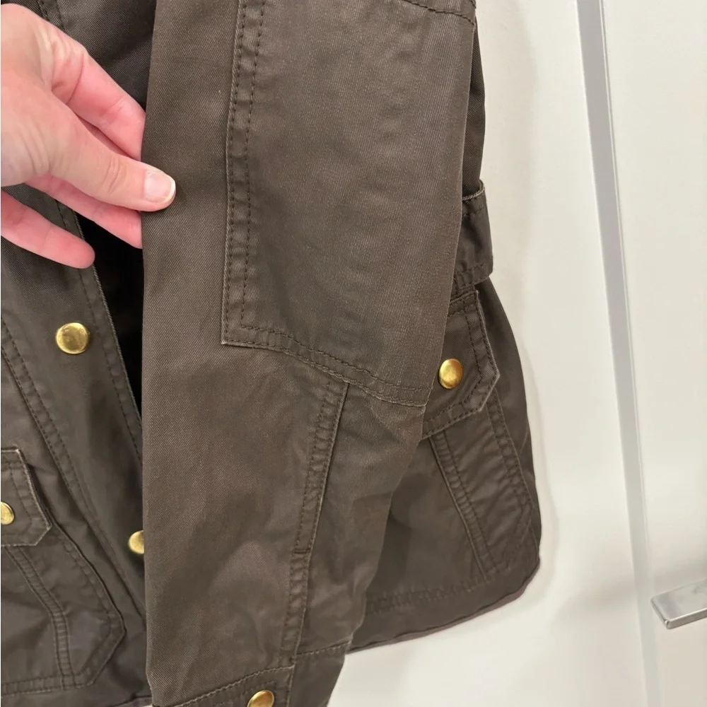 J. Crew Downtown Olive Green Utility Waxed Field Jacket Size XS